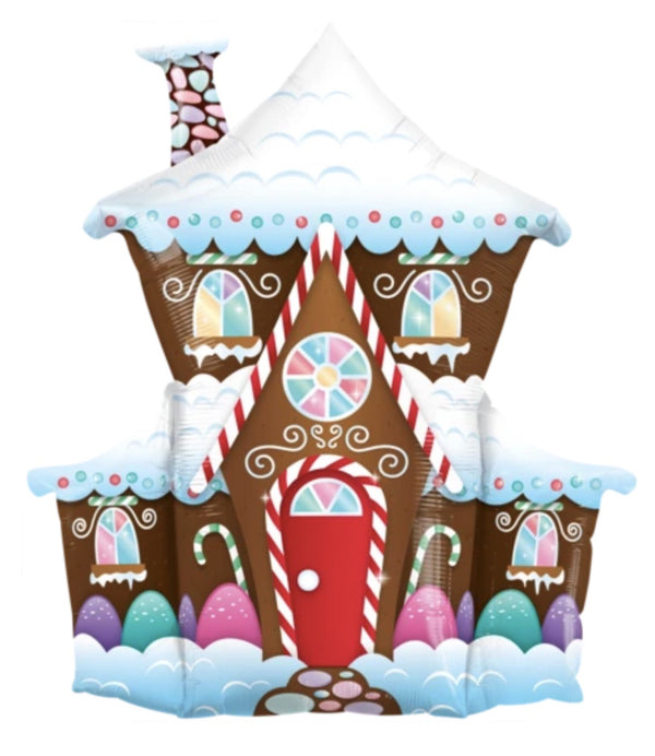 37" SHAPE FOIL DECORATED GINGERBREAD HOUSE SW